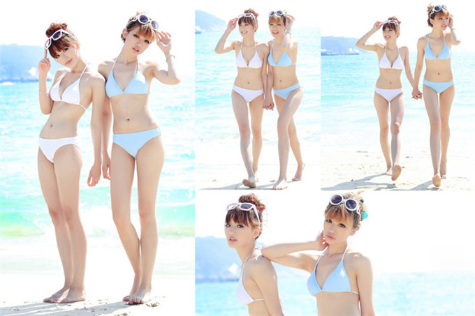 闺蜜性感俏皮比基尼沙滩写真